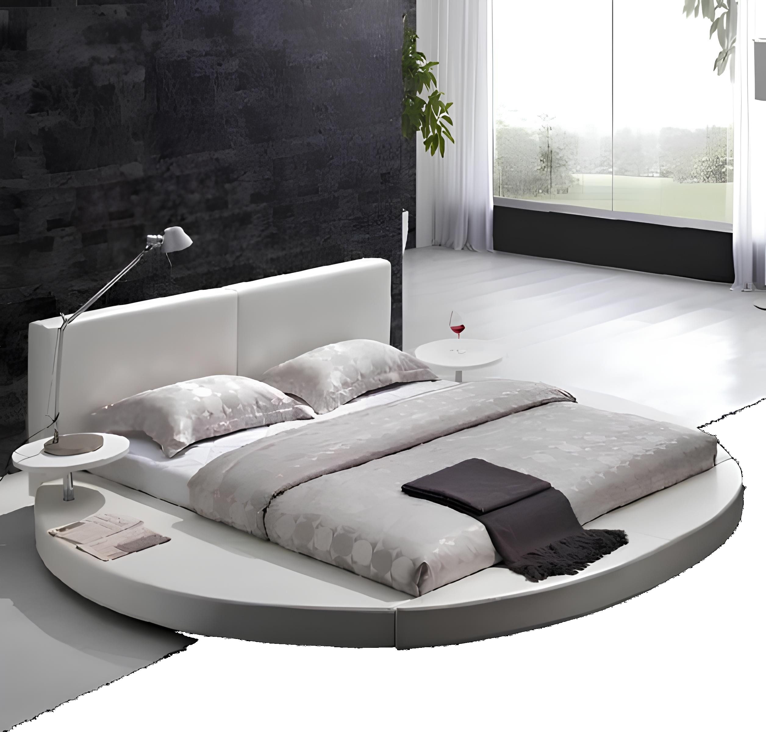 JVmoebel Rundbett Bett Schlafzimmer Weiß Designer Rund Komplett Doppelbett Hotel Runde (Bett), Made in Europa