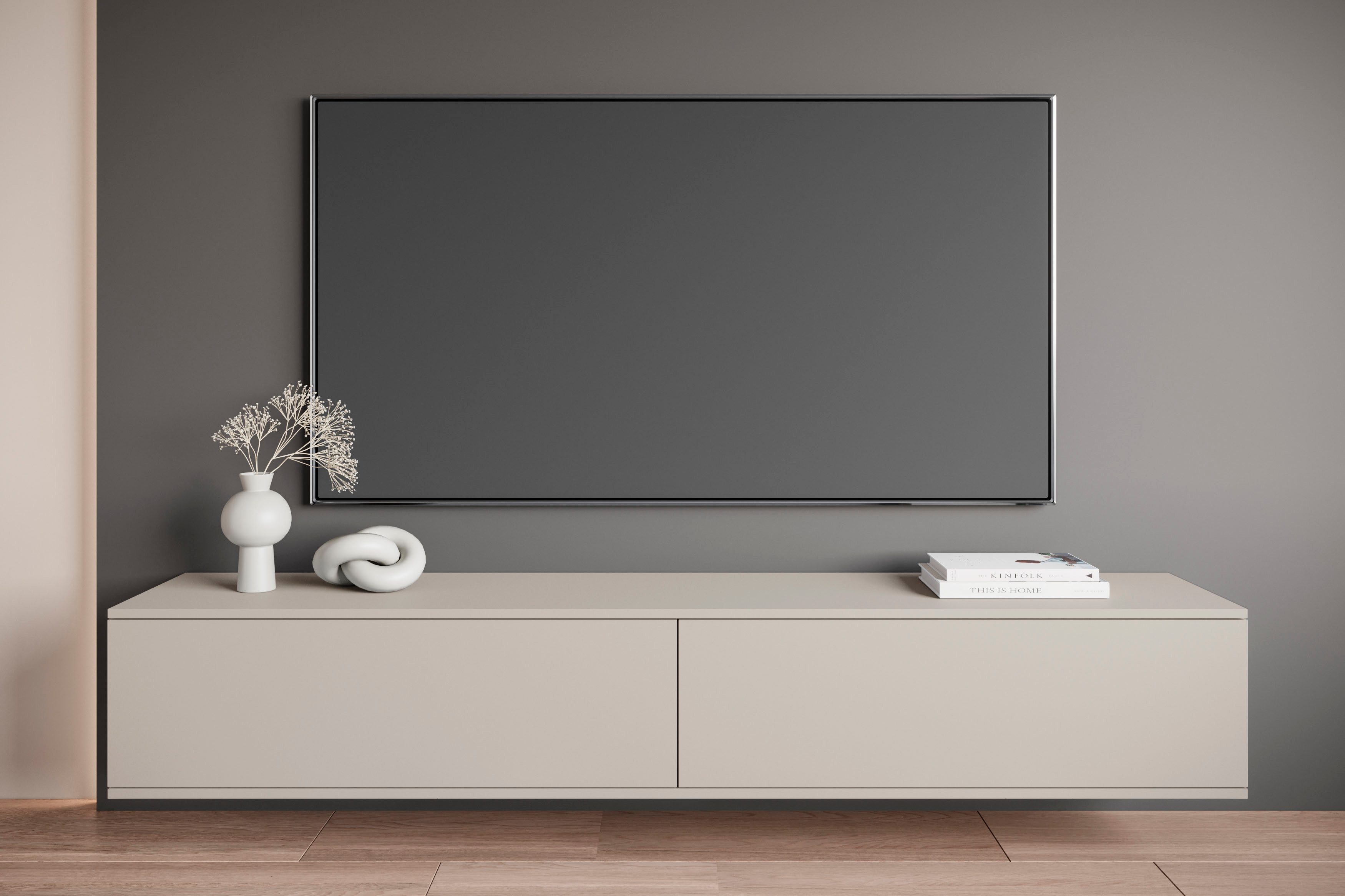 OTTO home Lowboard Kenia (1 St), 2 Klappen – flexibel hängend oder stehend montierbar