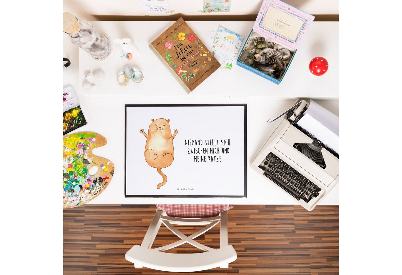 Thumbnail - Mr. & Mrs. Panda Schreibtischunterlage Katze Umarmen - Weiß - Geschenk, Büroartikel, Katzen, Schreibunterlag, (Packung, ...