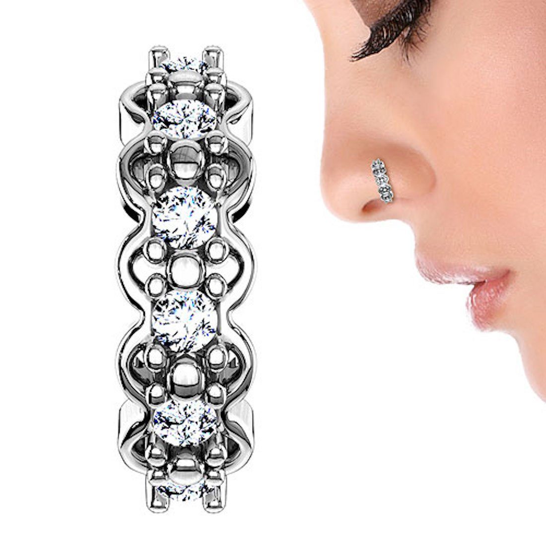 Nasenpiercing Piercing Ring Creole Filigran mit Kristallen Nasen
