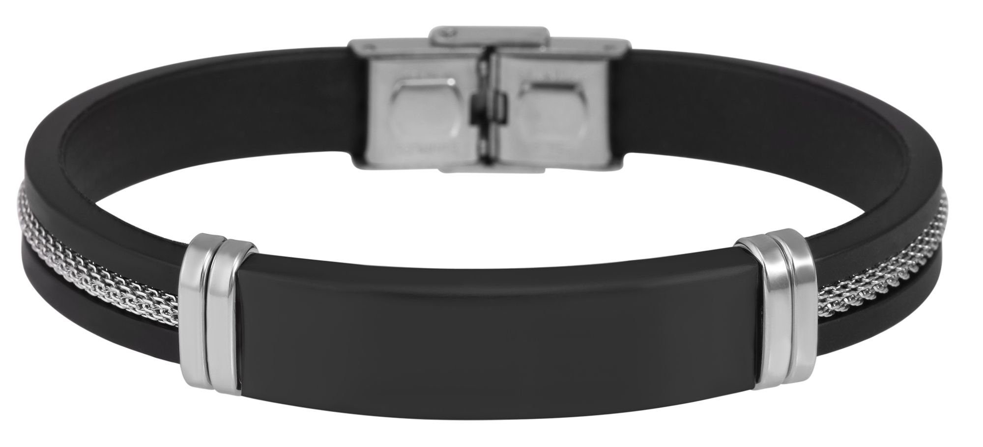 AKZENT Lederarmband Luke Herren Armband aus Silikon mit Hakenverschluss (einzeln) Schwarz