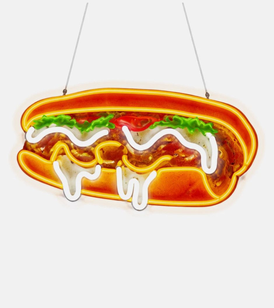 TSE LED Nachtlicht Philly Cheesesteak LED Neon Schild Diner Licht Bar Küche Deko 36cm
