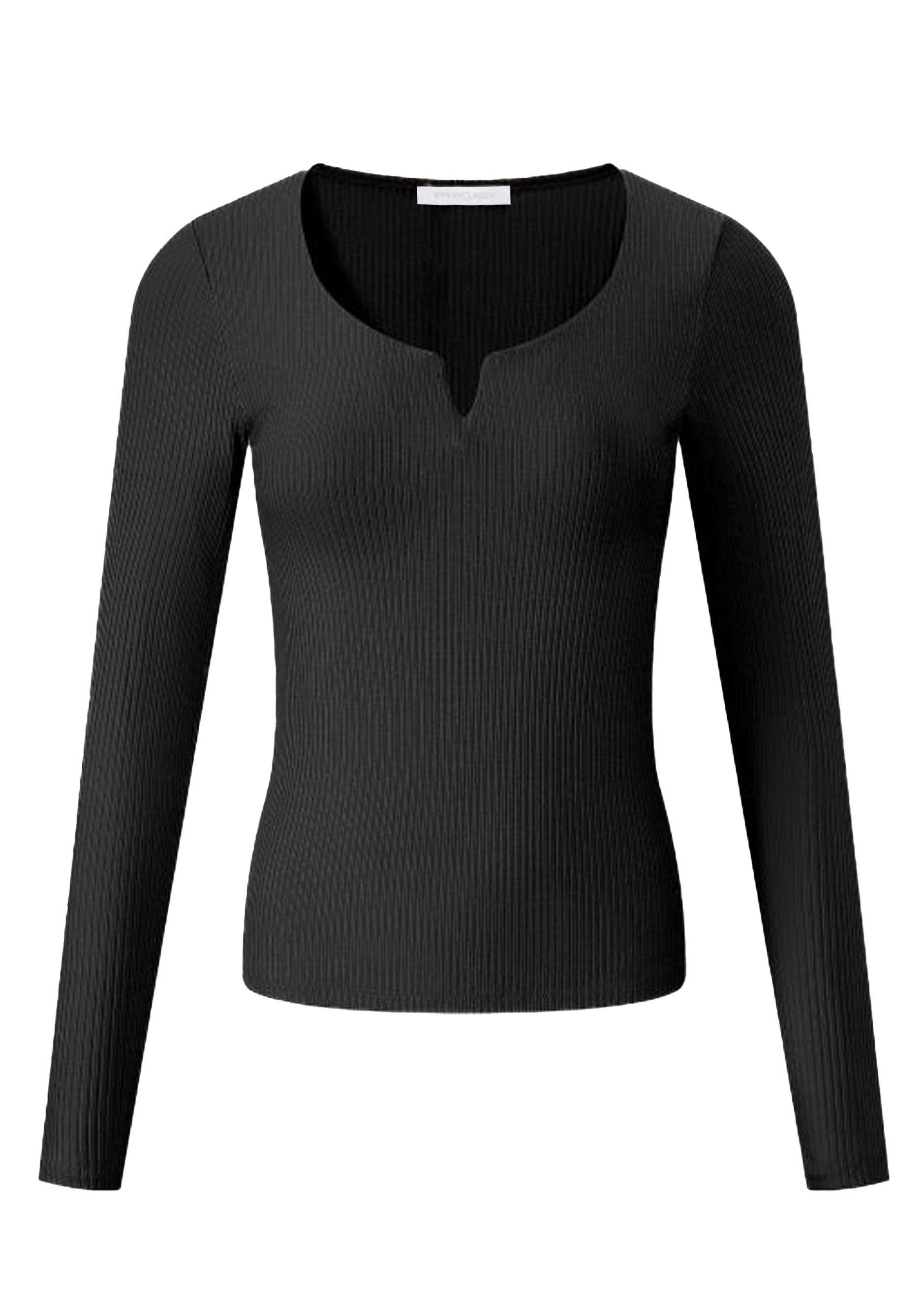 SASSYCLASSY Longshirt Geripptes Langarmshirt Damen mit V-Ausschnitt Shirt m günstig online kaufen