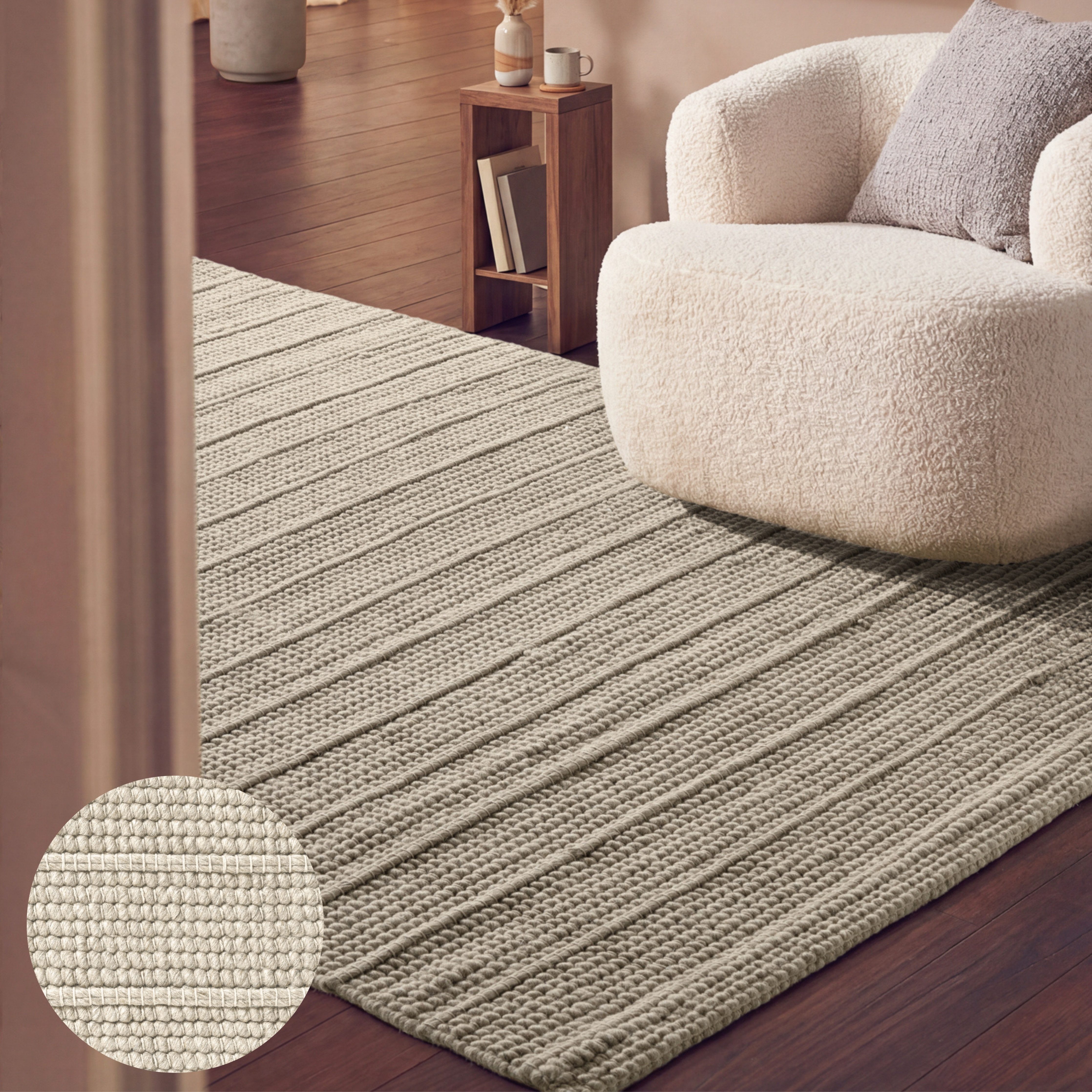 Ted Baker Wollteppich Parker, auch als Läufer, rechteckig, Höhe: 7 mm, Wolle, Natur, handgewebt, Wohnzimmer, Schlafzimmer, Boho, Skandi