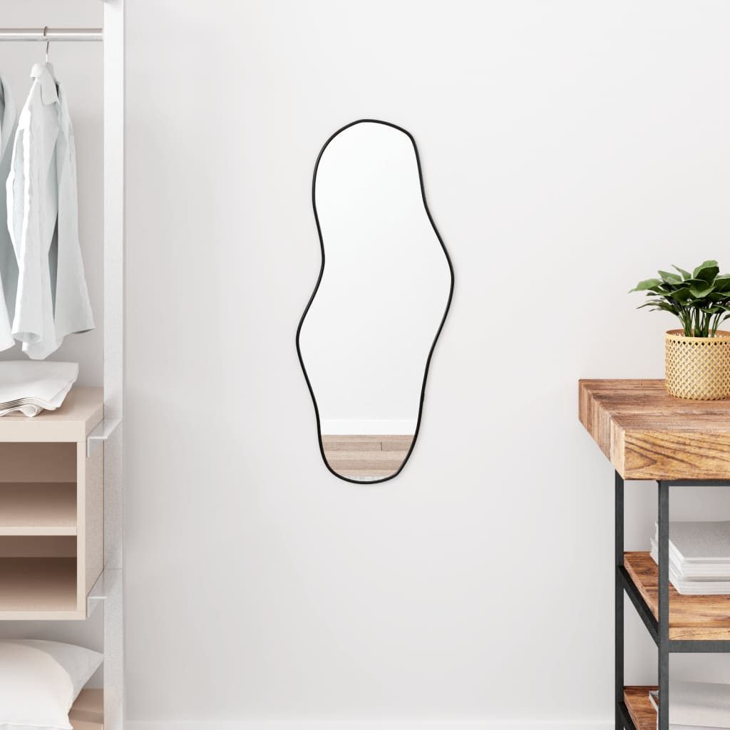vidaXL Spiegel 70 x 30 cm Wandspiegel Schwarz 70x30 cm Kunststoffrahmen für Schlafzim