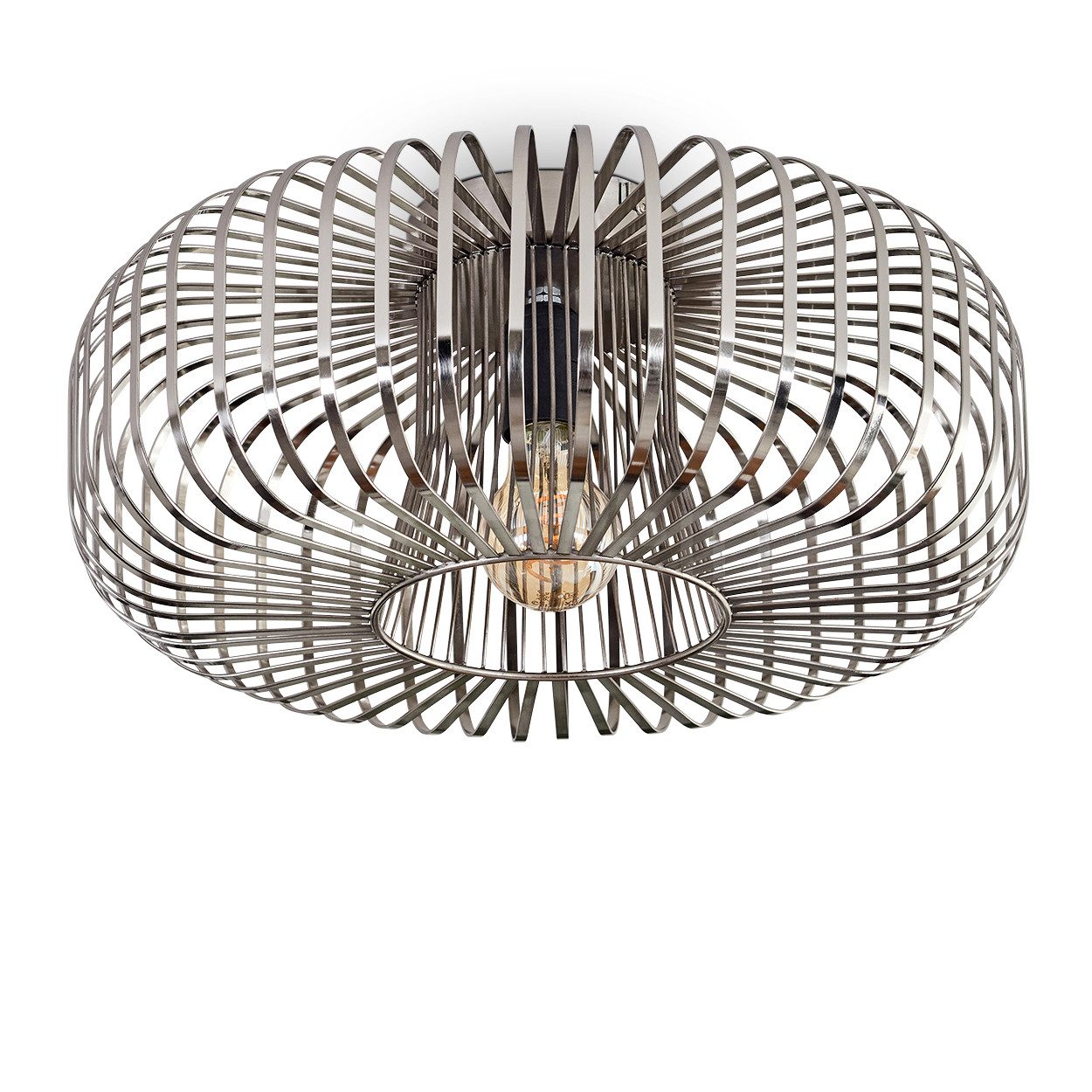 hofstein Deckenleuchte moderne Deckenlampe aus Metall in Silberfarben, ohne Leuchtmittel, Deckenleuchte Lichteffekt, Ø40cm, 1x E27, ohne Leuchtmittel