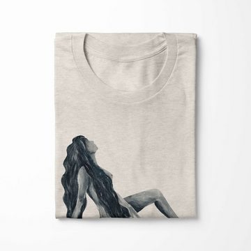 Sinus Art T-Shirt Herren Shirt 100% gekämmte Bio-Baumwolle T-Shirt Wasserfarben hübsche Frau Motiv Nachhaltig Ökomode (1-tlg)