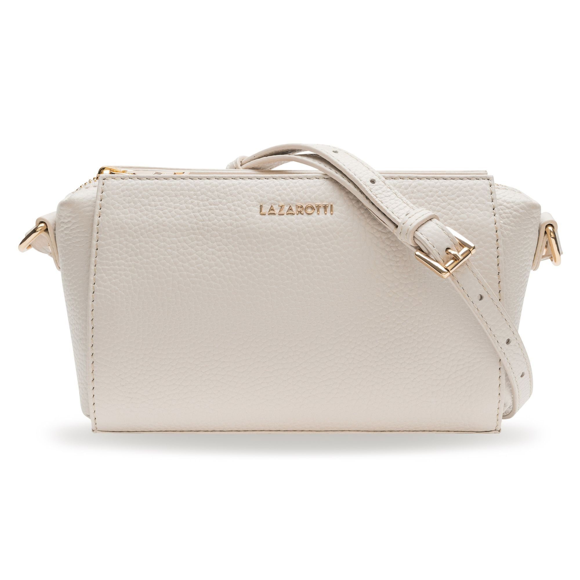 Leather, Lazarotti offwhite Bologna Leder Umhängetasche