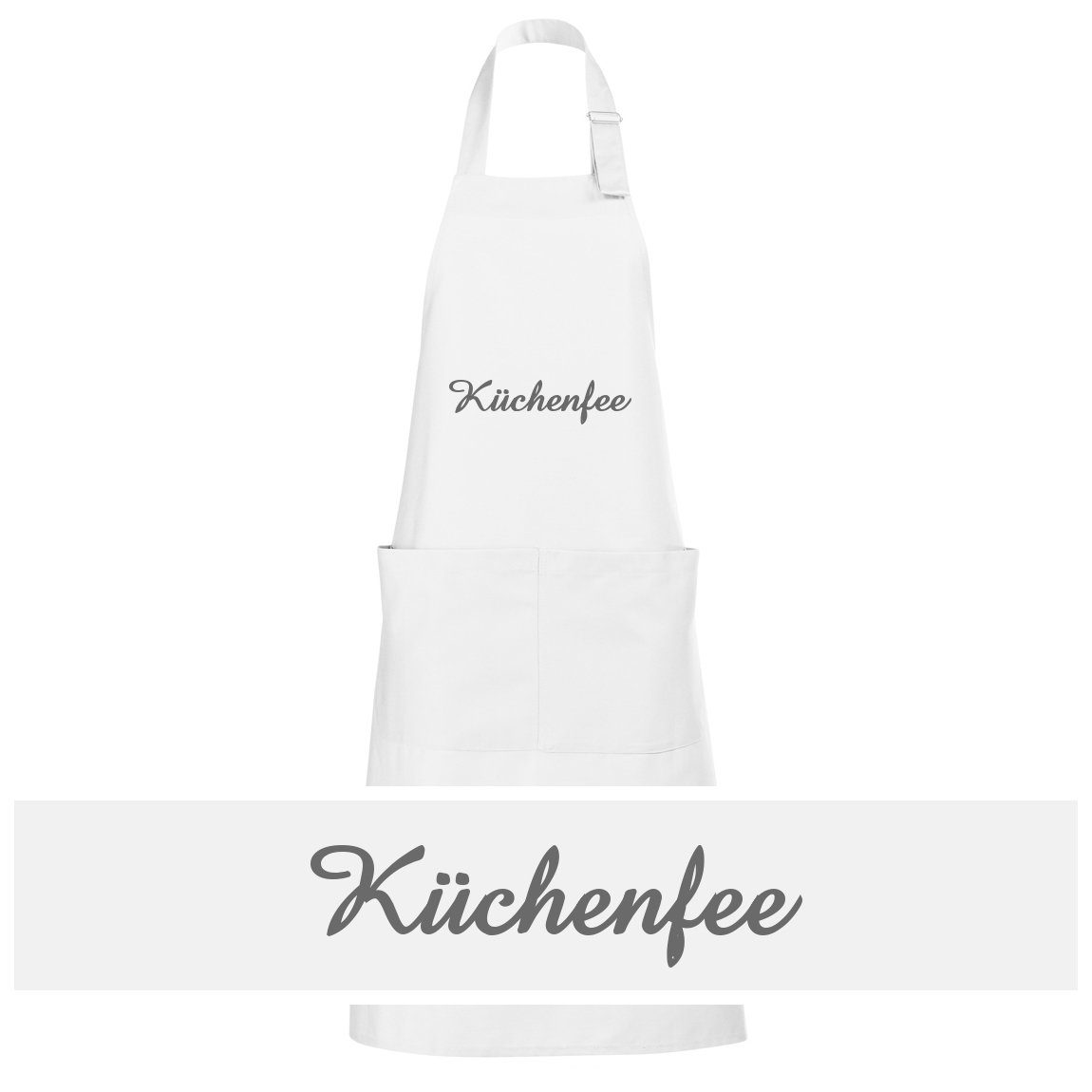 Schnoschi Kochschürze Hochwertige Küchenschürze mit Küchenfee bestickt, Stickerei mit Küchenfee