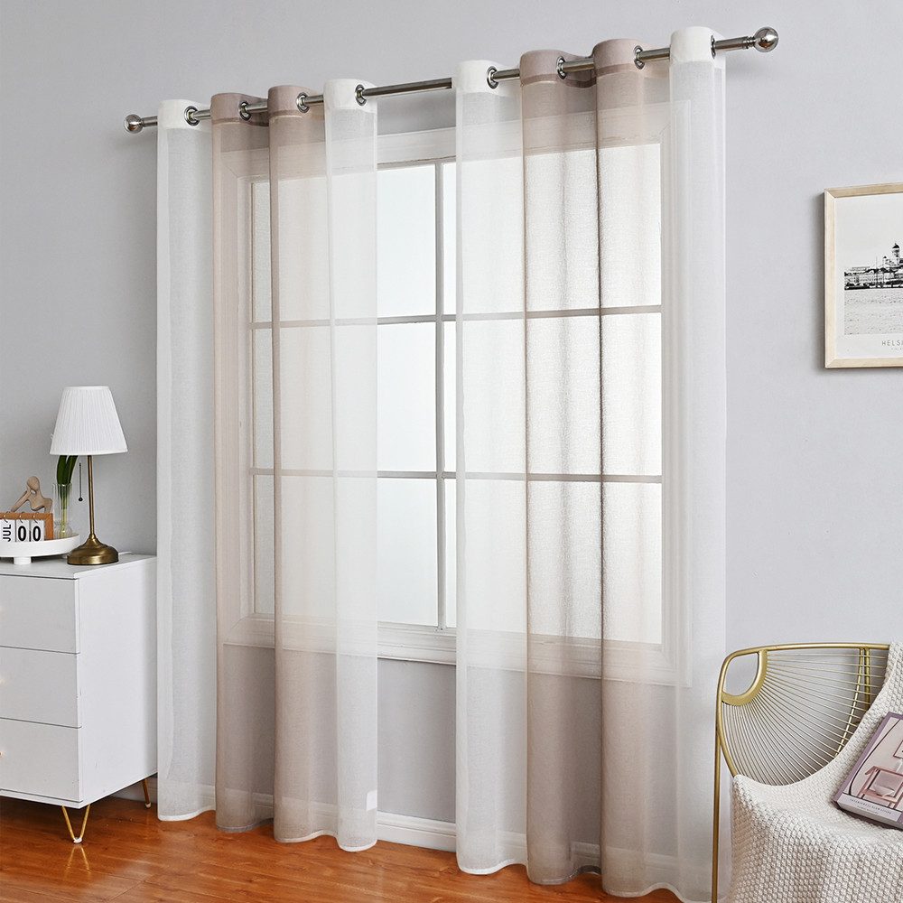 NUODWELL Gardine 2er Set Voile Vorhänge, Gardinen Gestreift Lichtdurchlässi günstig online kaufen