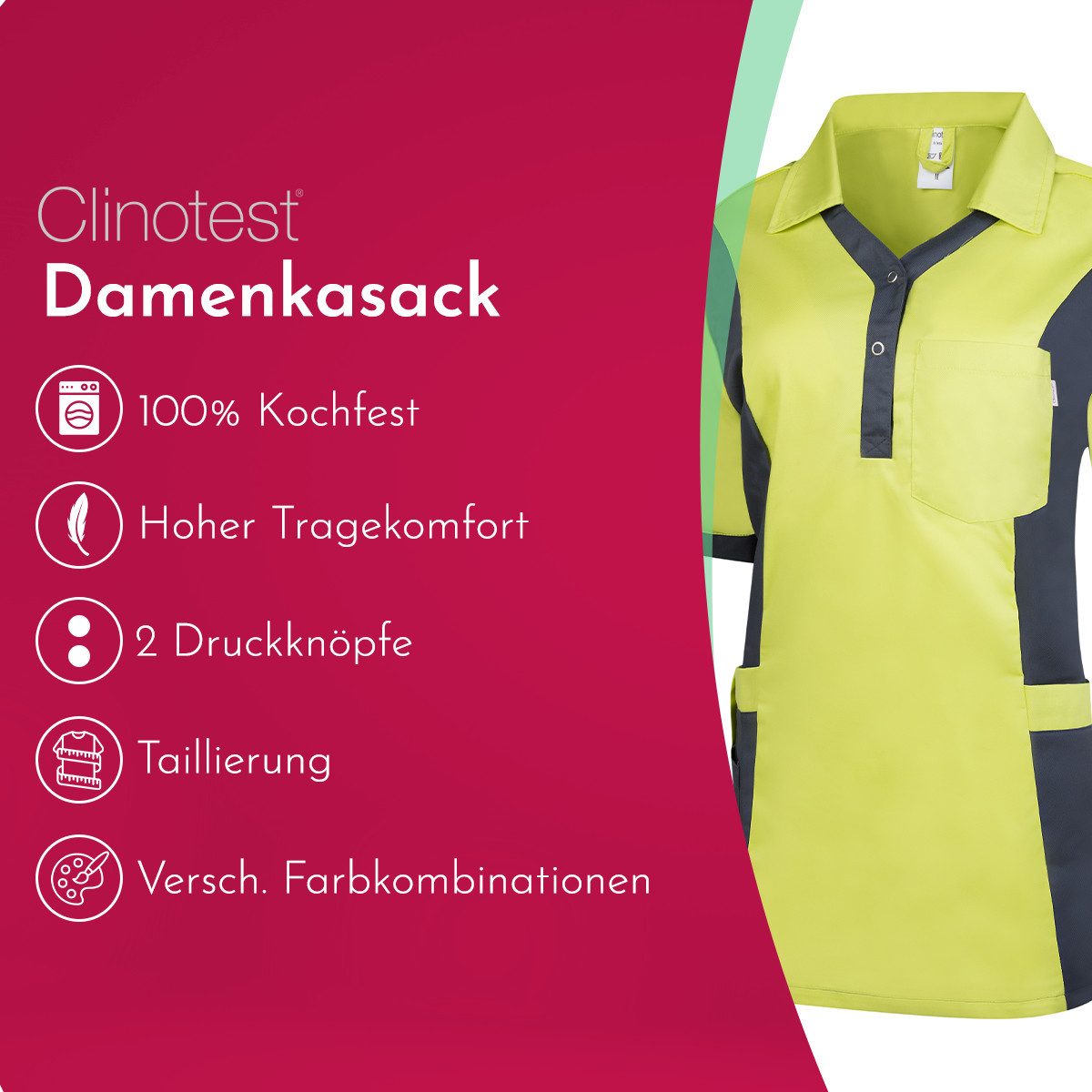 Clinotest Funktionsbluse Damenkasack "Julia", Schlupfkasack/Pflegekasack, v günstig online kaufen