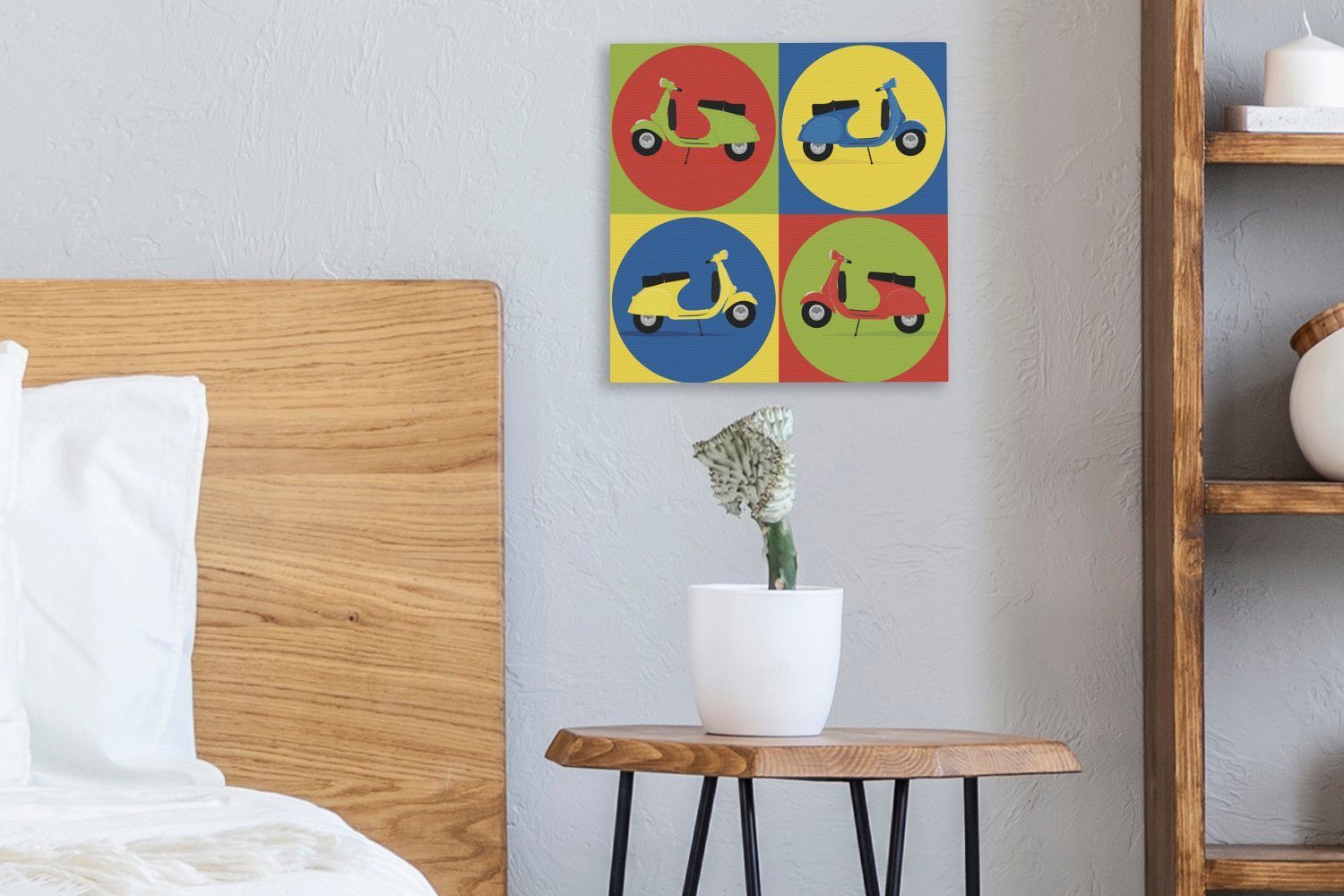 verschiedenen Leinwandbild OneMillionCanvasses® Leinwand einer Farben, für Wohnzimmer Vespa St), in (1 Vier Abbildungen Bilder Schlafzimmer