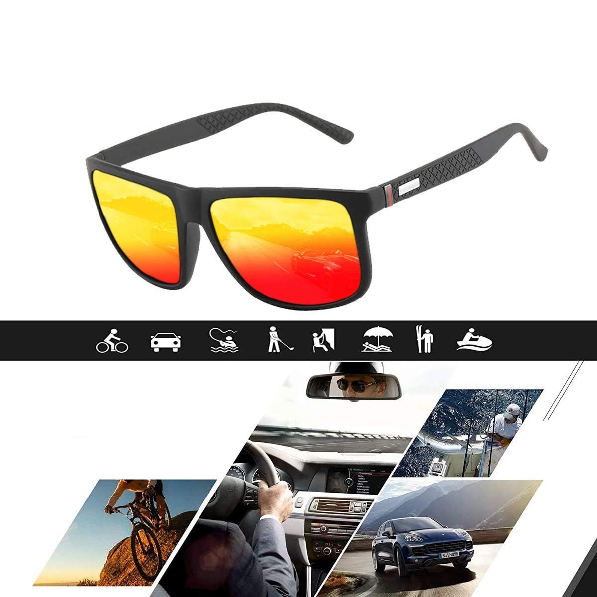 Sonnenbrille Polarisiert Sonnenbrille Jormftte Retro Vintage UV-Schutz UV400 Herren