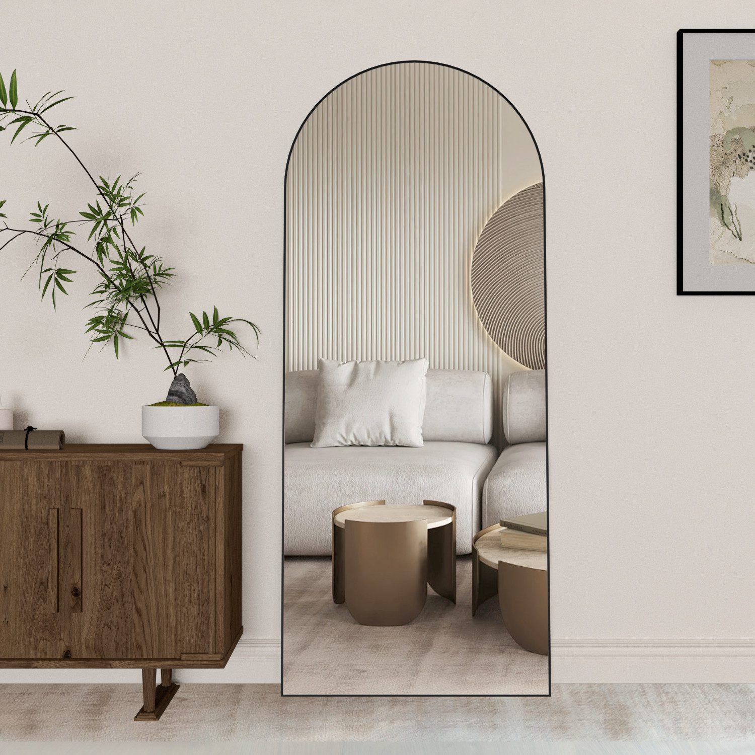 Elemango Ganzkörperspiegel gewölbter Bodenspiegel, großer Boden-Spiegel,mit günstig online kaufen