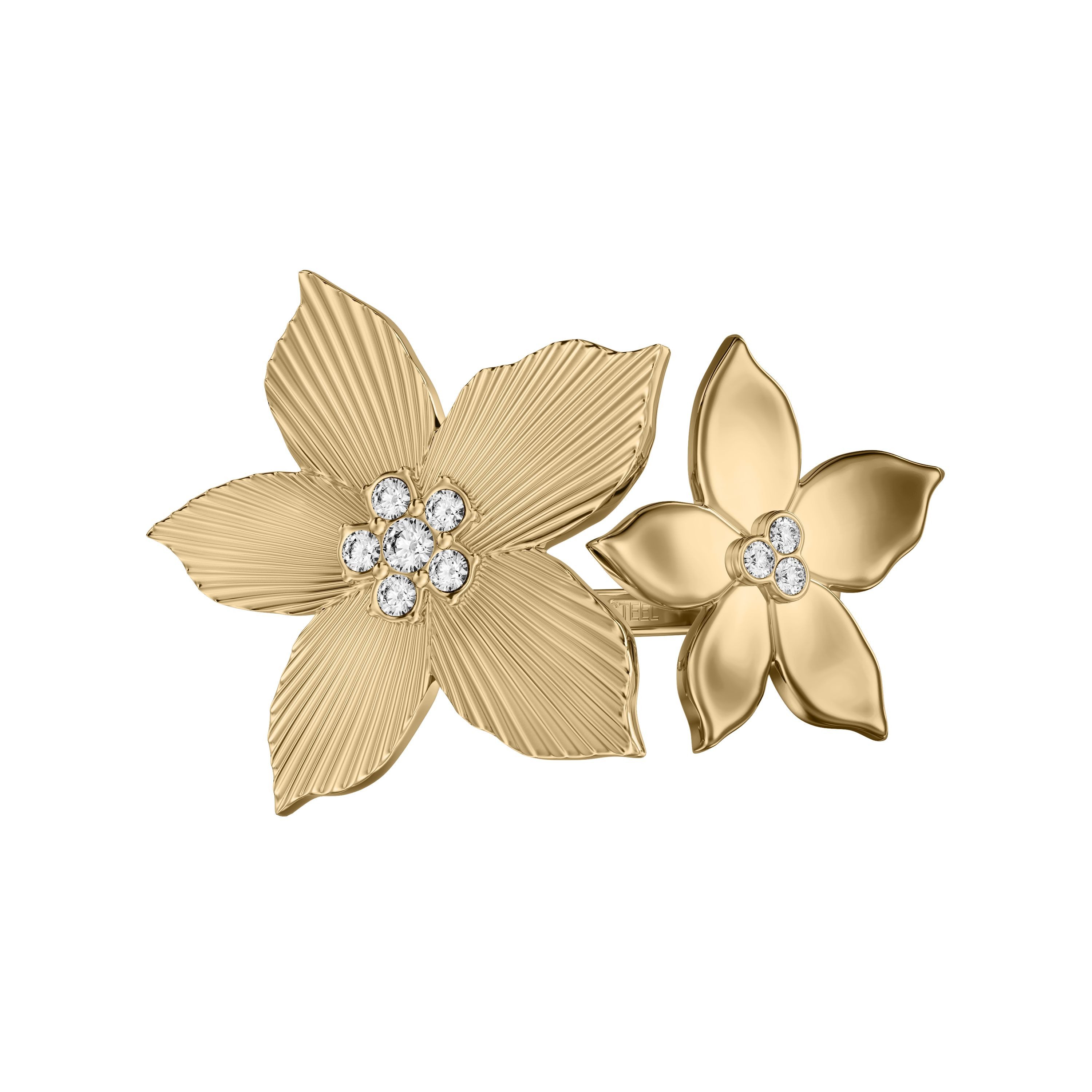 Fossil Fingerring Schmuck Geschenk Edelsthal Ring Blume Sutton, mit Glasstein