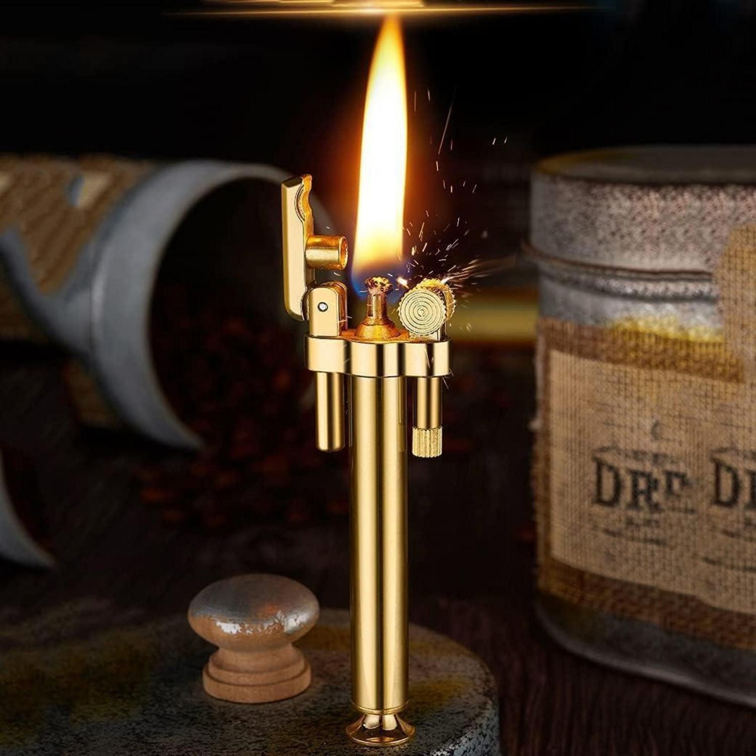 LuxusKollektion Feuerzeug Feuerzeug Trenchfeuerzeug vintage winddicht Geschenk Gold-messing