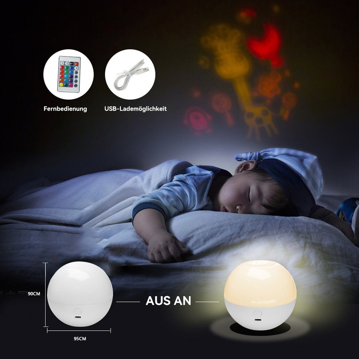farbige Illusion Nachtlicht 16 DOPWii mit Light Touch LED-Nachtlicht, Fernbedienung