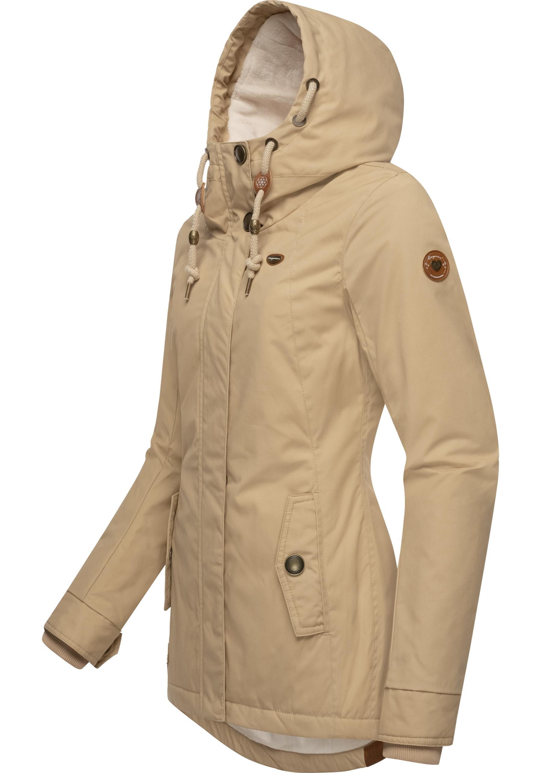 Ragwear Winterjacke Monade Damen Winterparka mit Kapuze und m. Fleece gefüttert