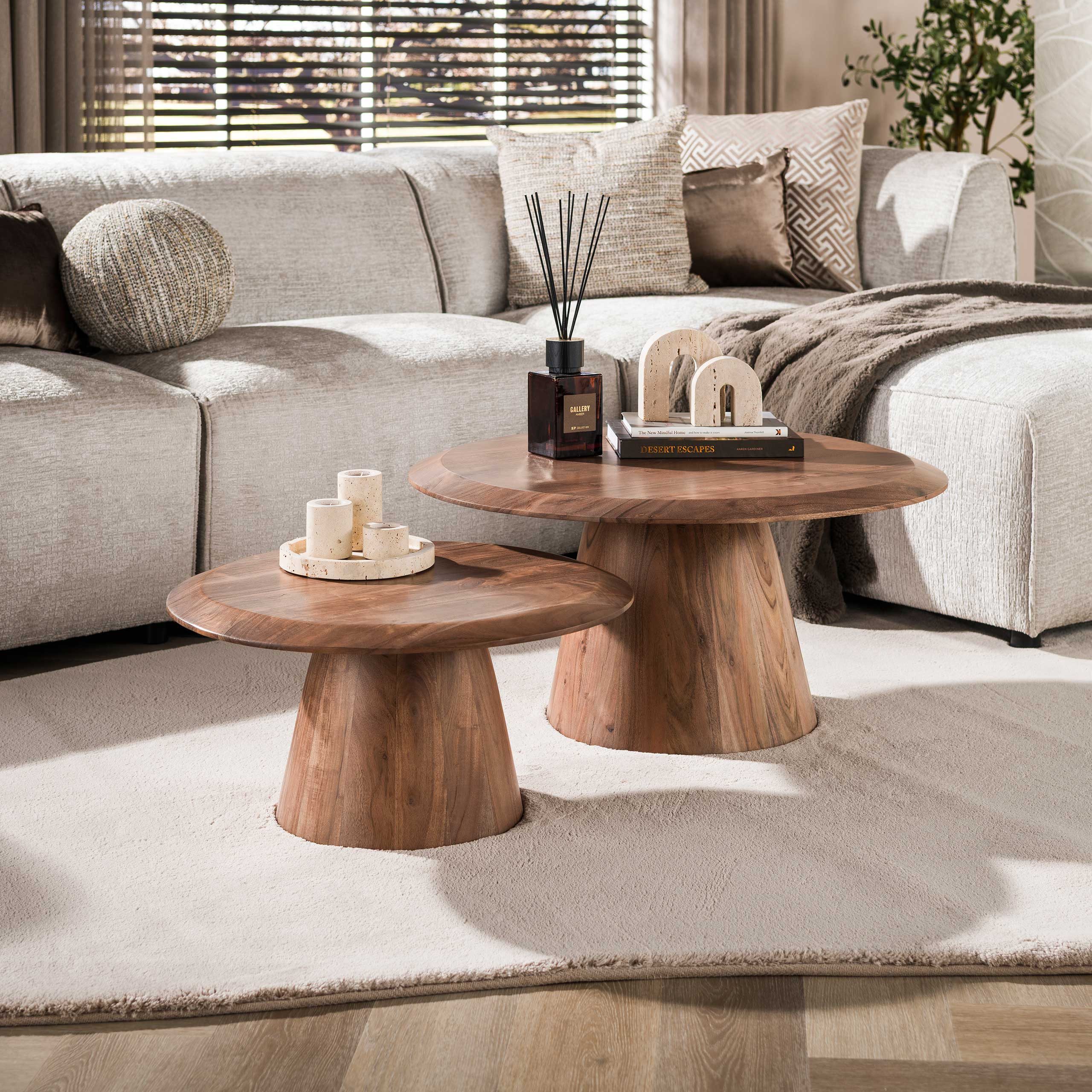 Sitheim-Europe Couchtisch Couchtisch Rona Set aus 2 / Massiv Akazie braun (2er Set)