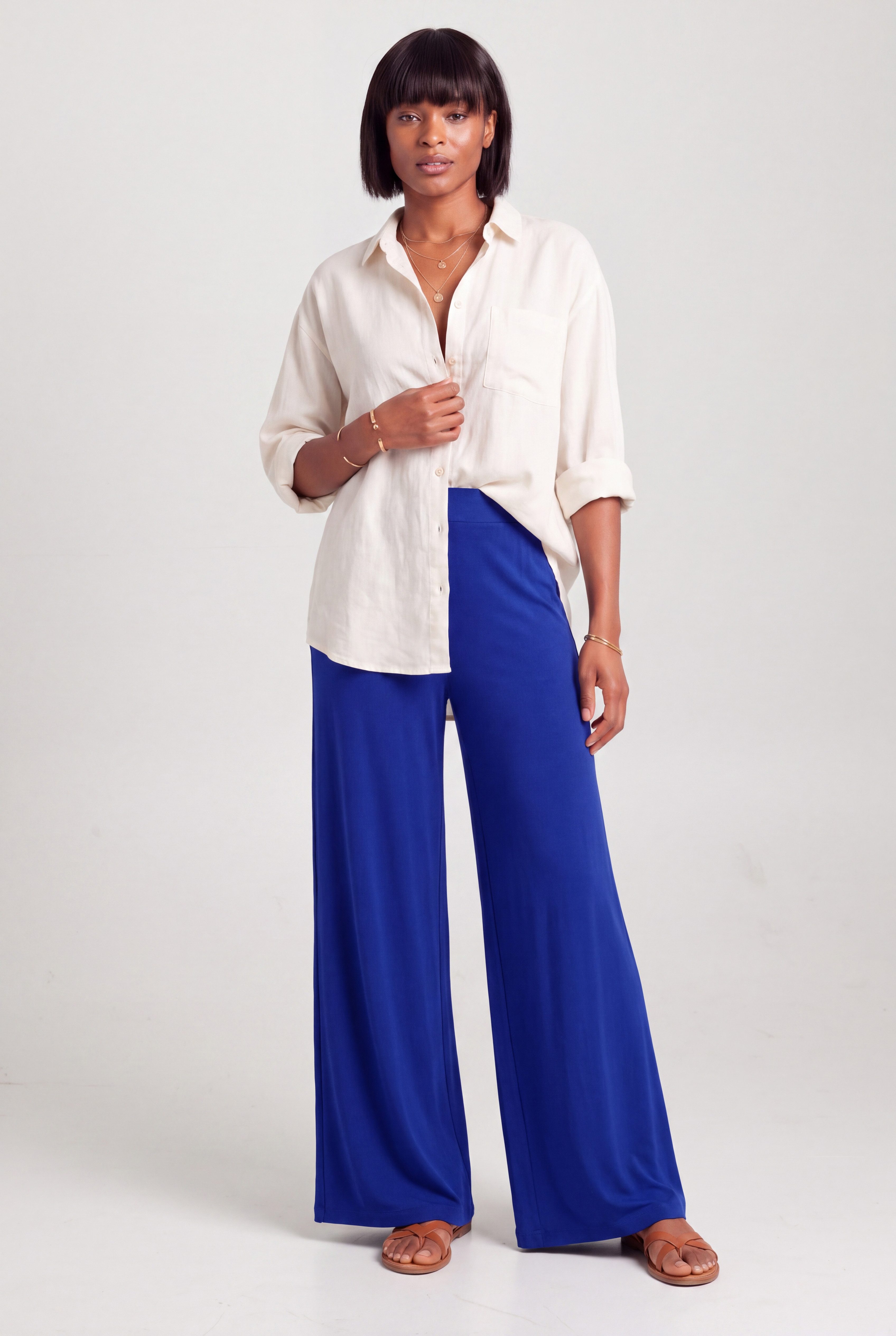YC Fashion & Style Palazzohose Wide Leg – fließend, elastischer Bund, One Size 38–46 Freizeithose mit elastischem Bund