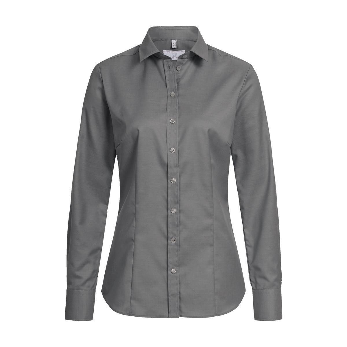 GREIFF Langarmbluse Greiff Modern with 37.5® Damen Bluse Langarm Kent Regular Fit Grau