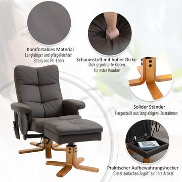 HOMCOM Massagesessel mit Fußhocker, 145°-Neigung Kunstleder (Relaxsessel, 1-St., Fernsehsessel), Neigungswinkel: 145°