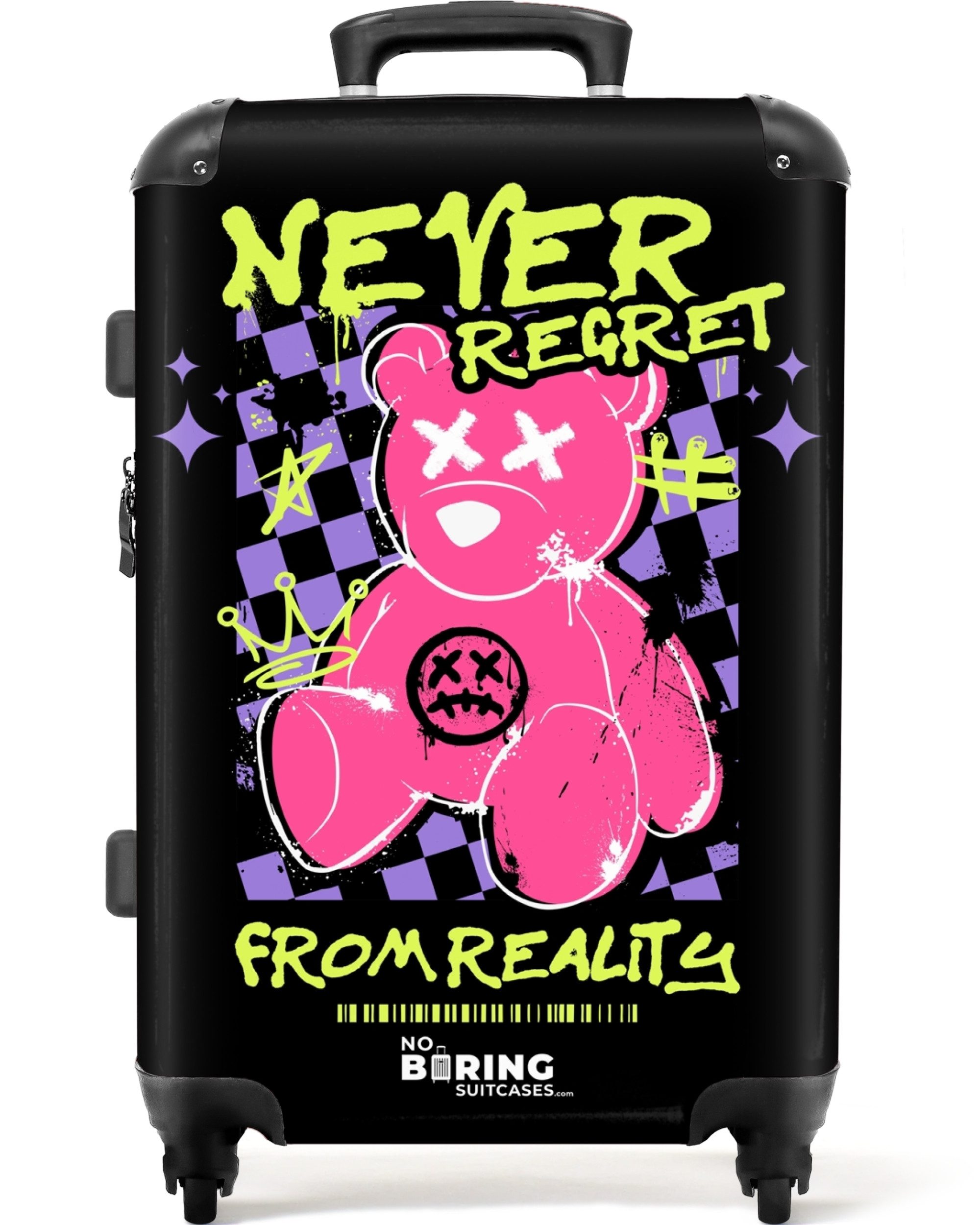 NoBoringSuitcases.com© Hartschalen-Trolley Slogan 'Never Regret' mit günstig online kaufen