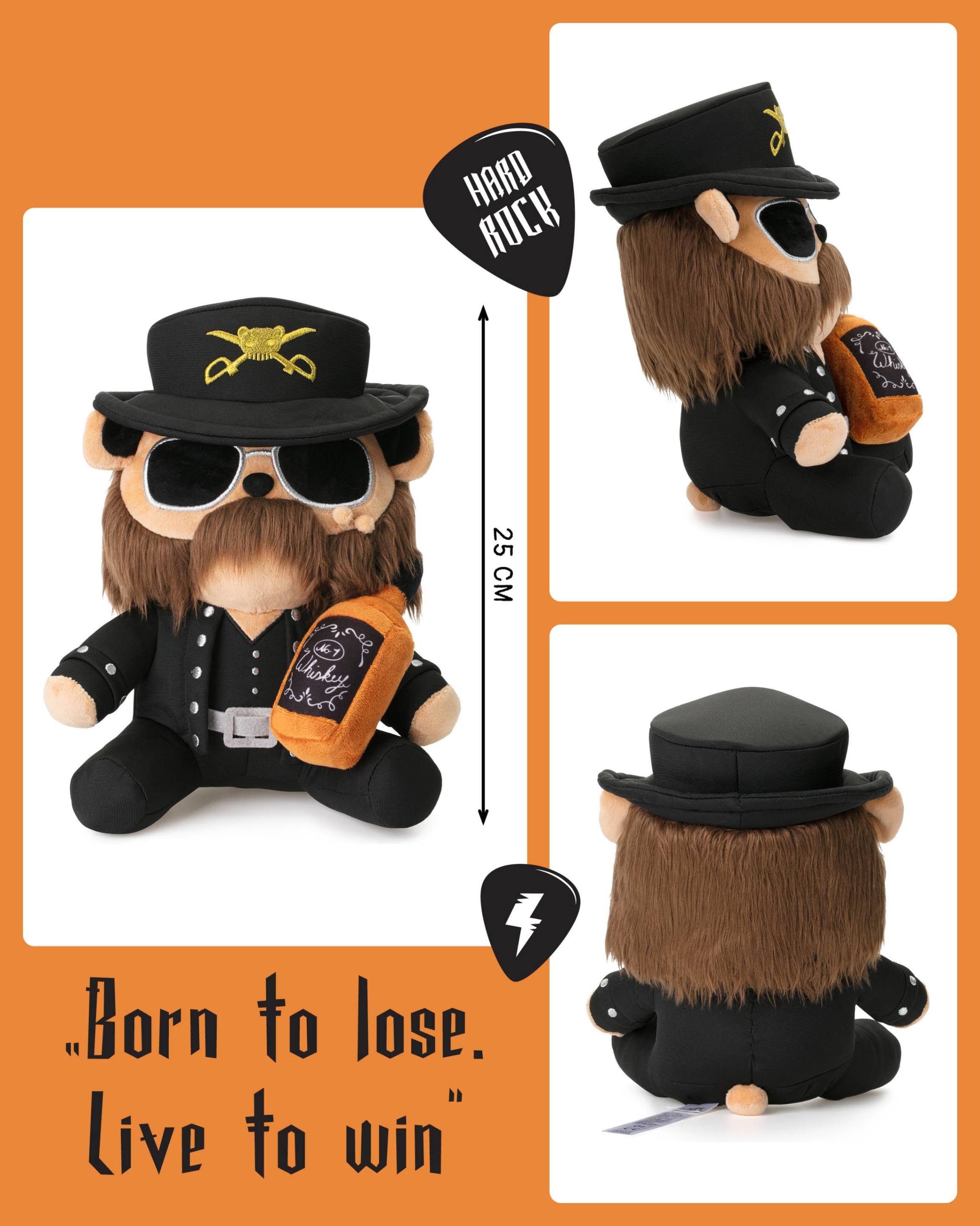Corimori Kuscheltier 25cm, Motörhead Lemmy Kilmister (Geschenk, Packung, Geschenk), Merchandise, Fan-Artikel, Motörhead, Lemmy Kilmister Plüschtier