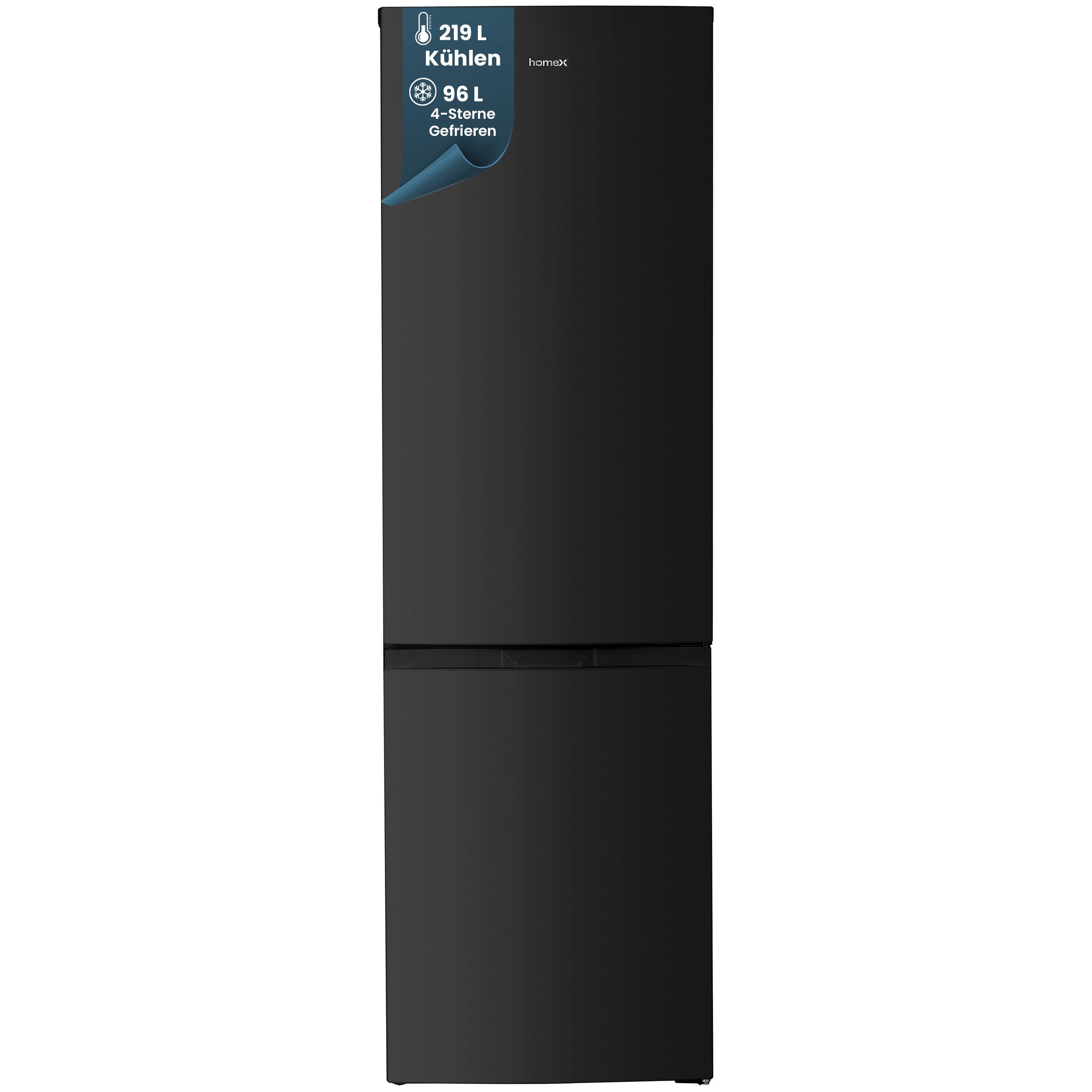 homeX Kühl-/Gefrierkombination CFS3151C-B, 186 cm hoch, 60 cm breit, 315 Liter Nutzinhalt, Kühlschrank mit Gefrierfach, freistehend, groß