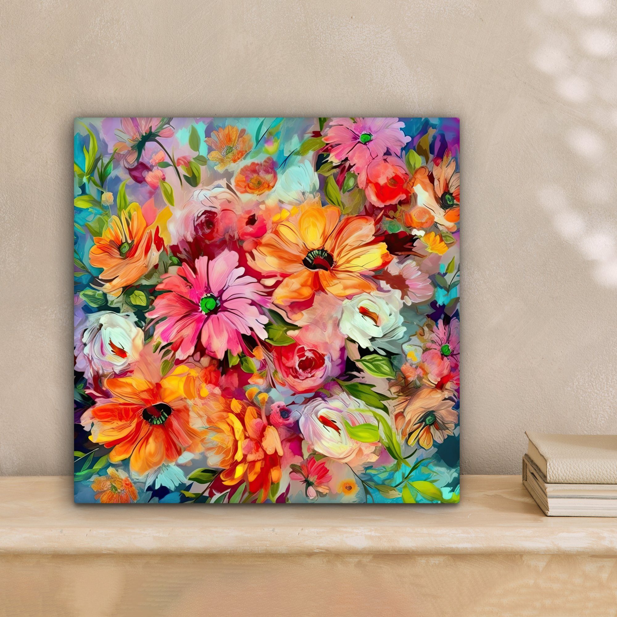 OneMillionCanvasses® Leinwandbild Blumen - Farbenfroh - Kunst - Ölfarbenopt günstig online kaufen