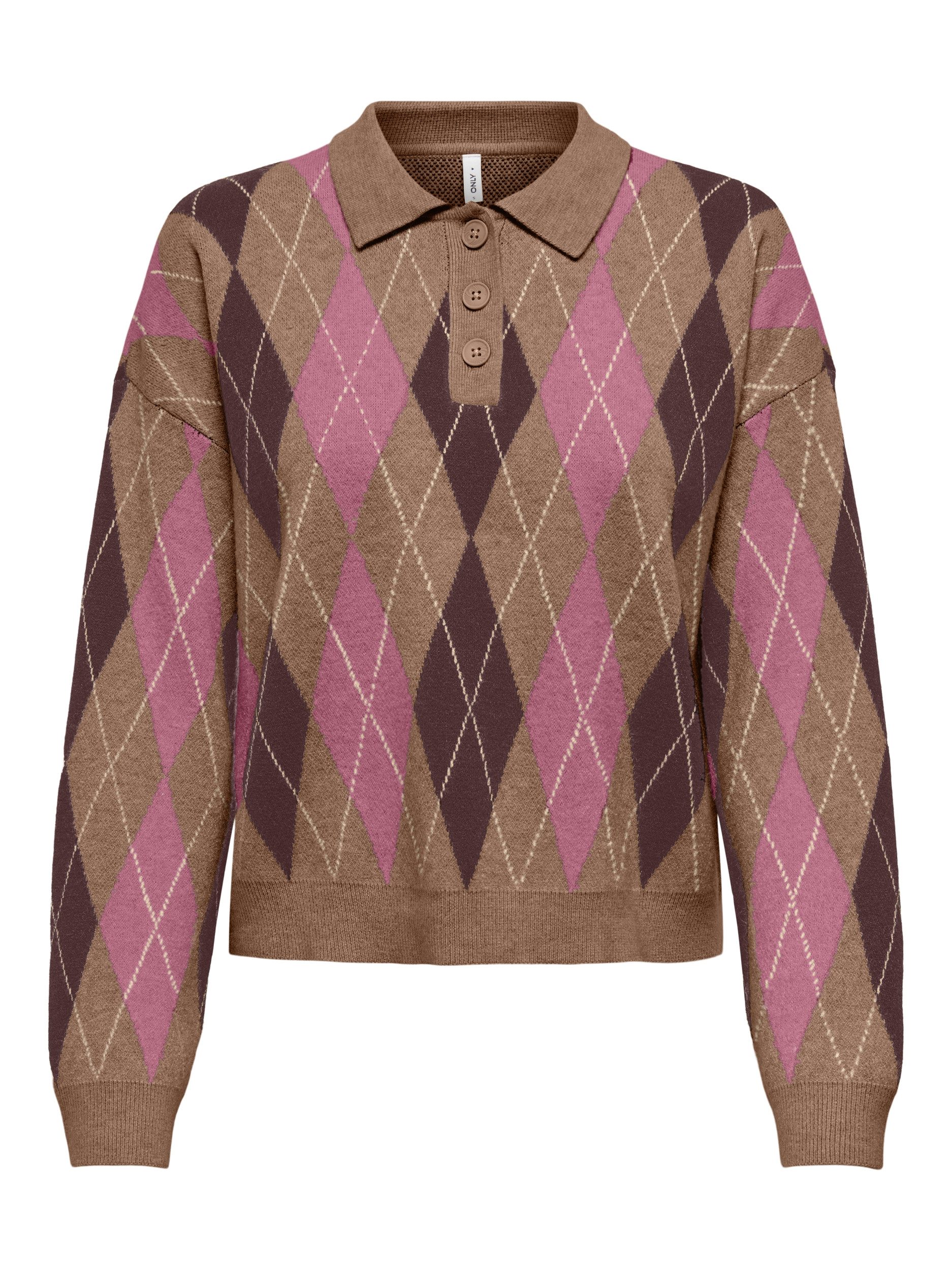 ONLY Strickpullover ONLIBI LS CHECK POLO CC KNT