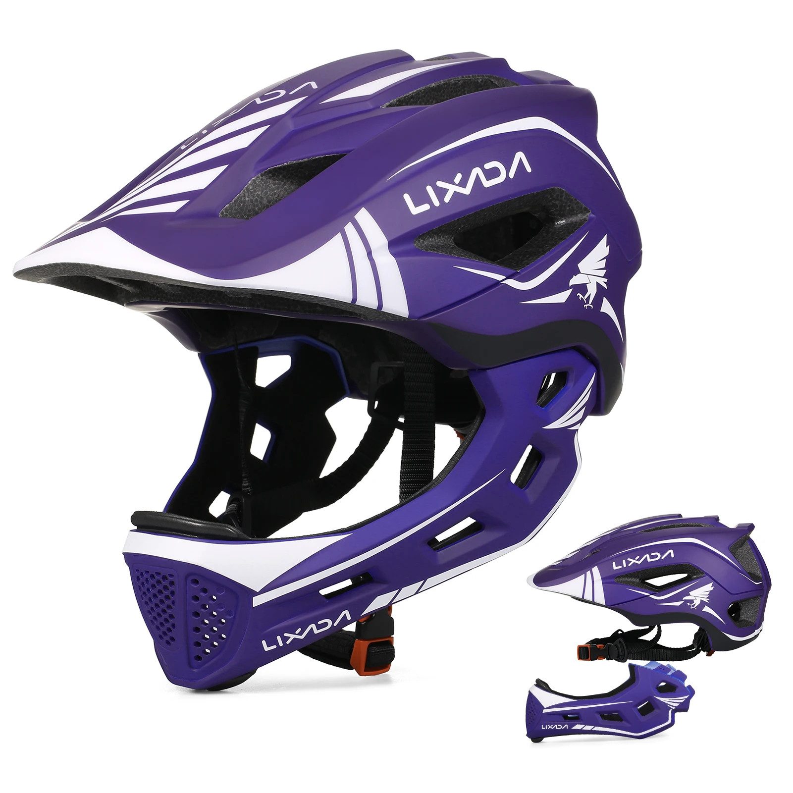 Lixada Kinderfahrradhelm Kinderfahrradhelm Fahrradhelm Kinder Fullface abnehmbar Unisex, 13 Lüftungsöffnungen, 2-in-1 Helm, stoßfester EPS-Schaum