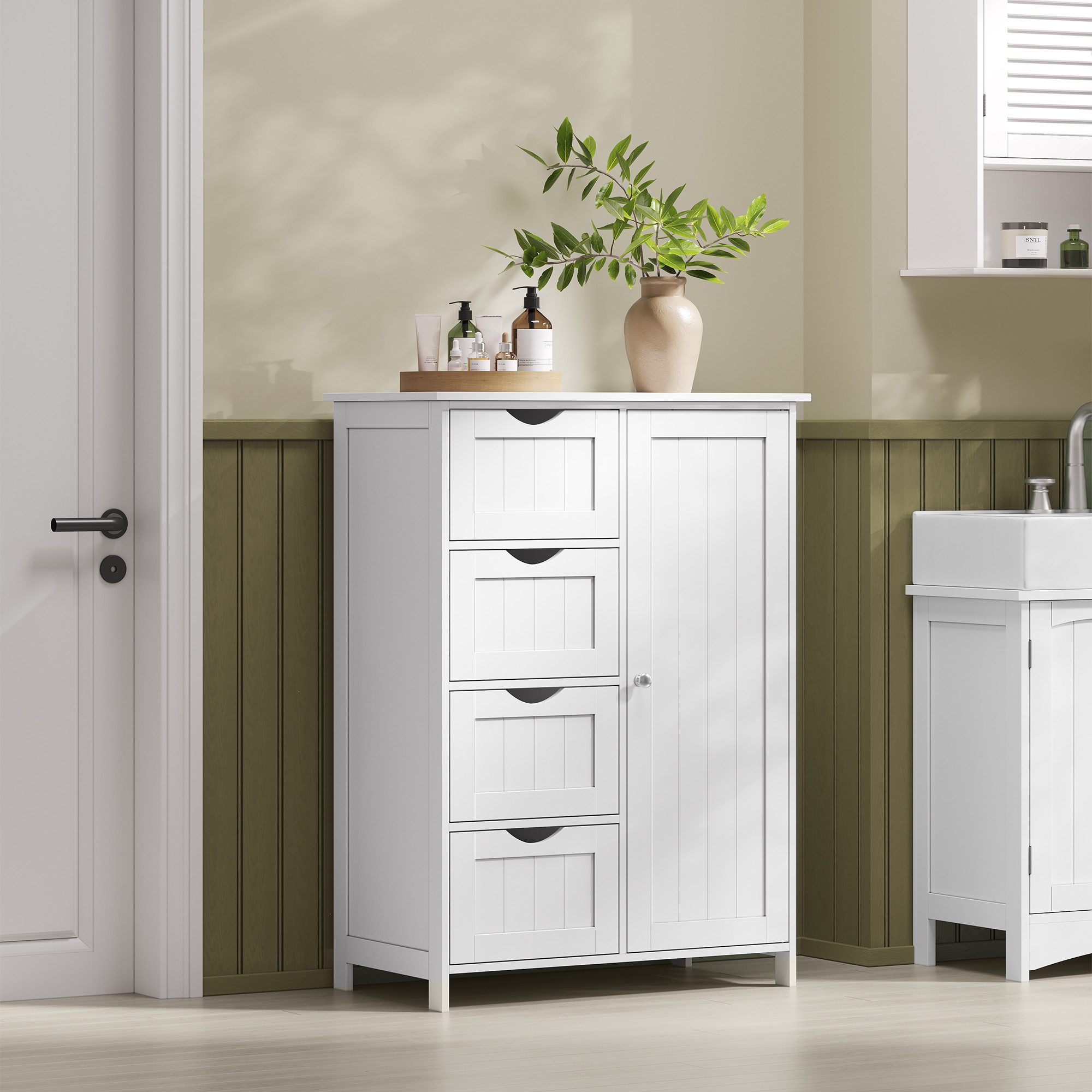 VASAGLE Badmöbel-Set Badezimmerschrank, 4 Schubladen, verstellbare günstig online kaufen