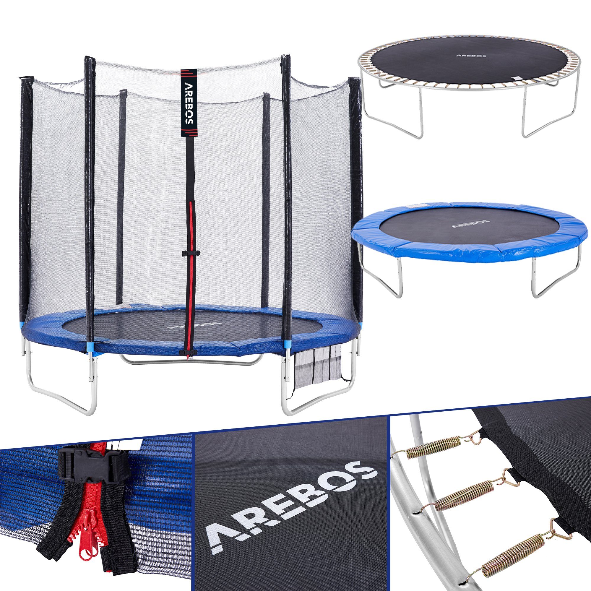 Ø cm GS, Trampolin, 70 kg, Komplett-Set, Arebos Outdoor Belastbar 244 Gartentrampolin