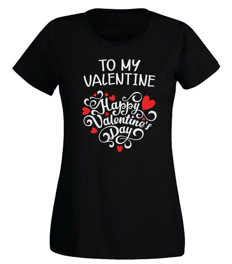 G-graphics T-Shirt To my Valentine – Happy Valentines Day Slim-fit Damen T-Shirt mit Frontprint zum Valentinstag