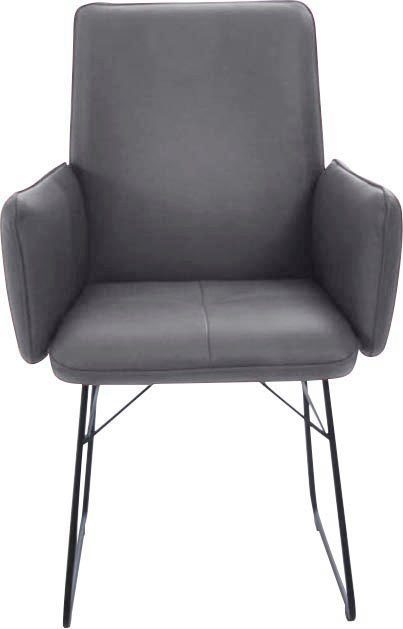 K+W Komfort & Wohnen Armlehnstuhl (1 St), Drahtkufengestell in Metall schwarz, Griff am Rücken, Steppung im Sitz asphalt