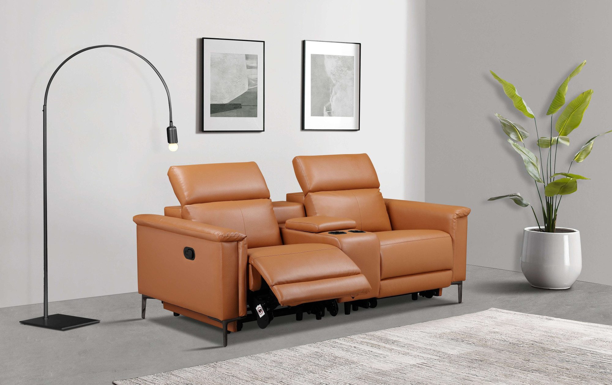 Places of Style 2-Sitzer Lund, 2er-Kinosofa, TV-Sessel, Multimedia-Sofa, USB-A, m. elektrischer o. manueller Relaxfunktion, Getränkehalter u. Staufach
