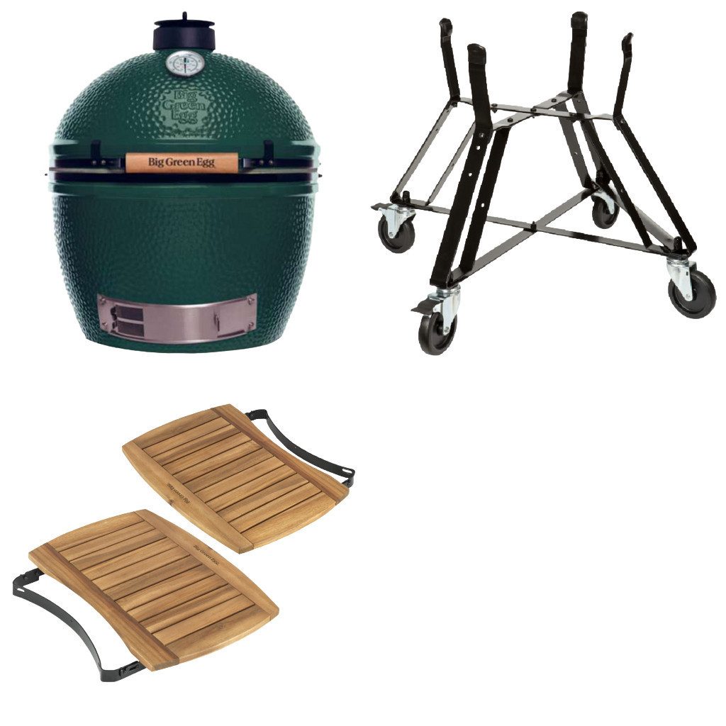 Big Green Egg Holzkohlegrill Big Green Egg XLarge inkl. Nest auf Rollen, Außentisch
