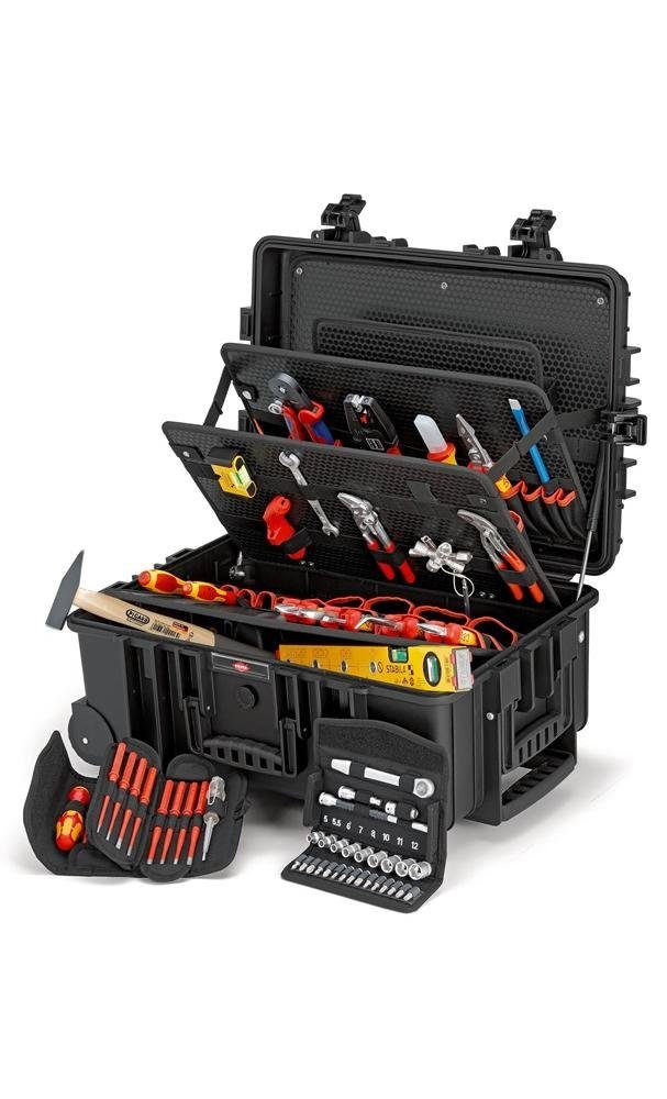 Knipex Werkzeugkoffer schlagfestem für aus Elektriker Polypropylen Robust45 Elektro Koffer 63-teilig Werkzeugkoffer