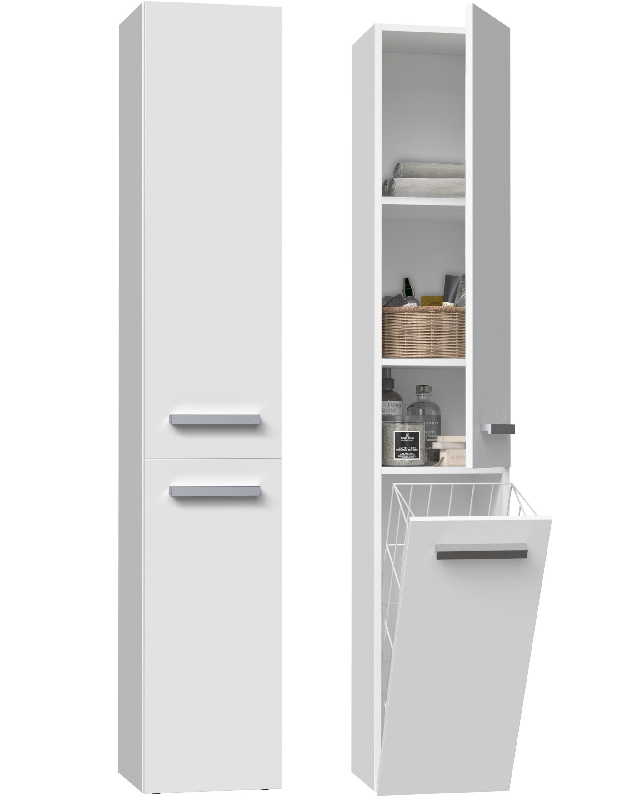Raumhirsch Furniture Badkommode Badkommode Badezimmerschrank Badschrank (3 Regale - Wäschefach - Maße 30 x 31 x 174 cm), verschiedene Farben