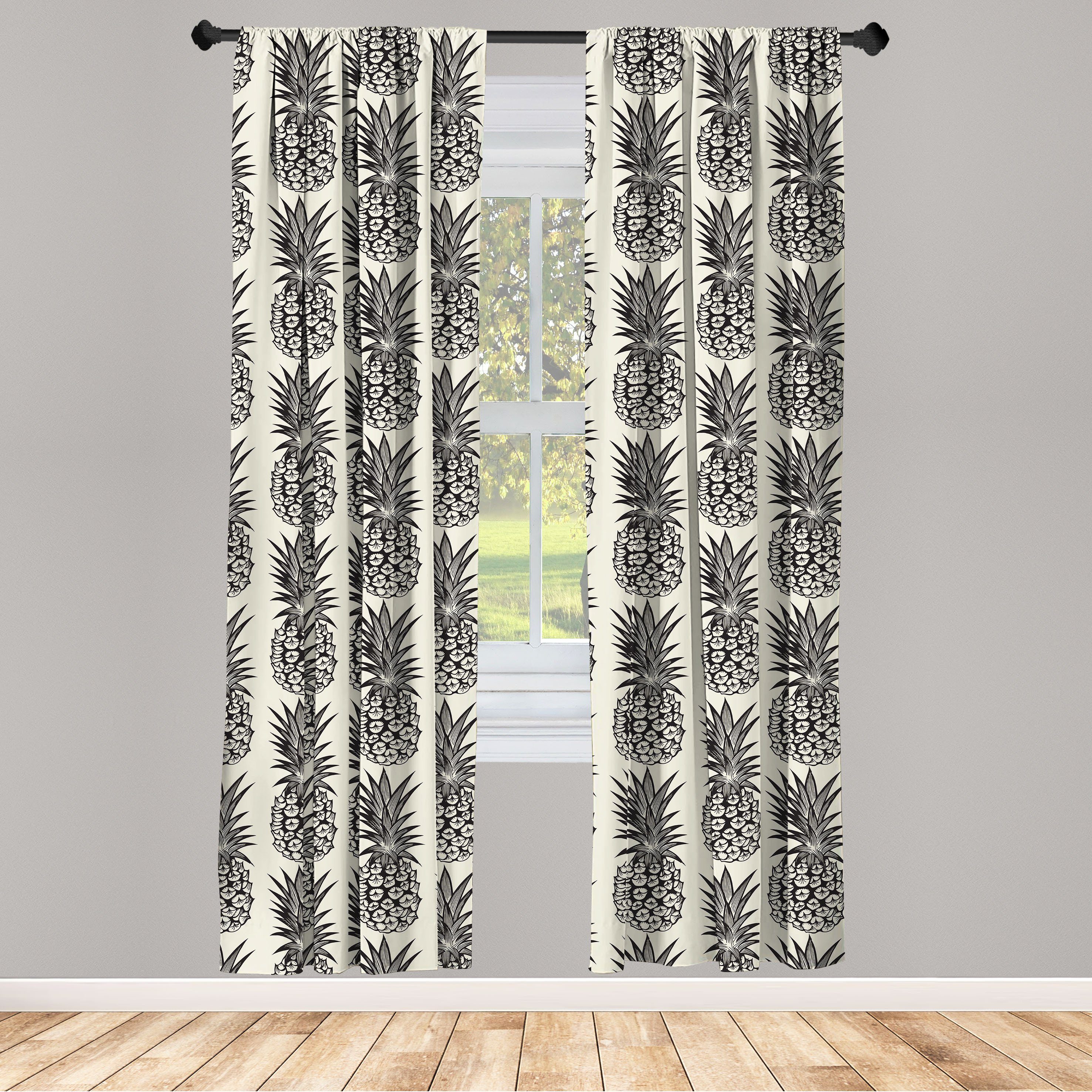 Gardine Vorhang für Wohnzimmer Schlafzimmer Dekor, Abakuhaus, Microfaser, Tropisch Ananas Sommer Vibe