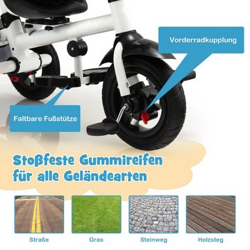 COSTWAY Dreirad, 4 in 1 Kinderwagen Lenkstange mit Dach