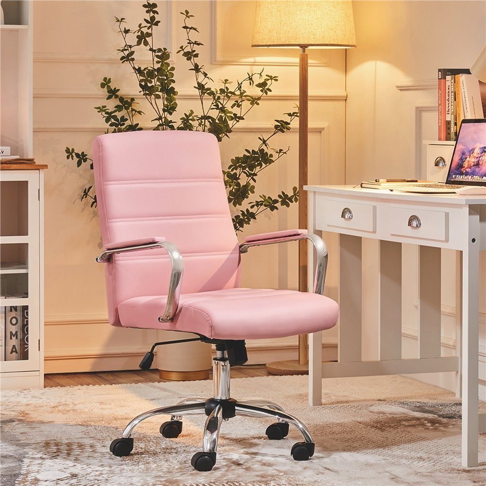 Yaheetech Drehstuhl, Bürostuhl Schreibtischstuhl mit Wippfunktion Rosa