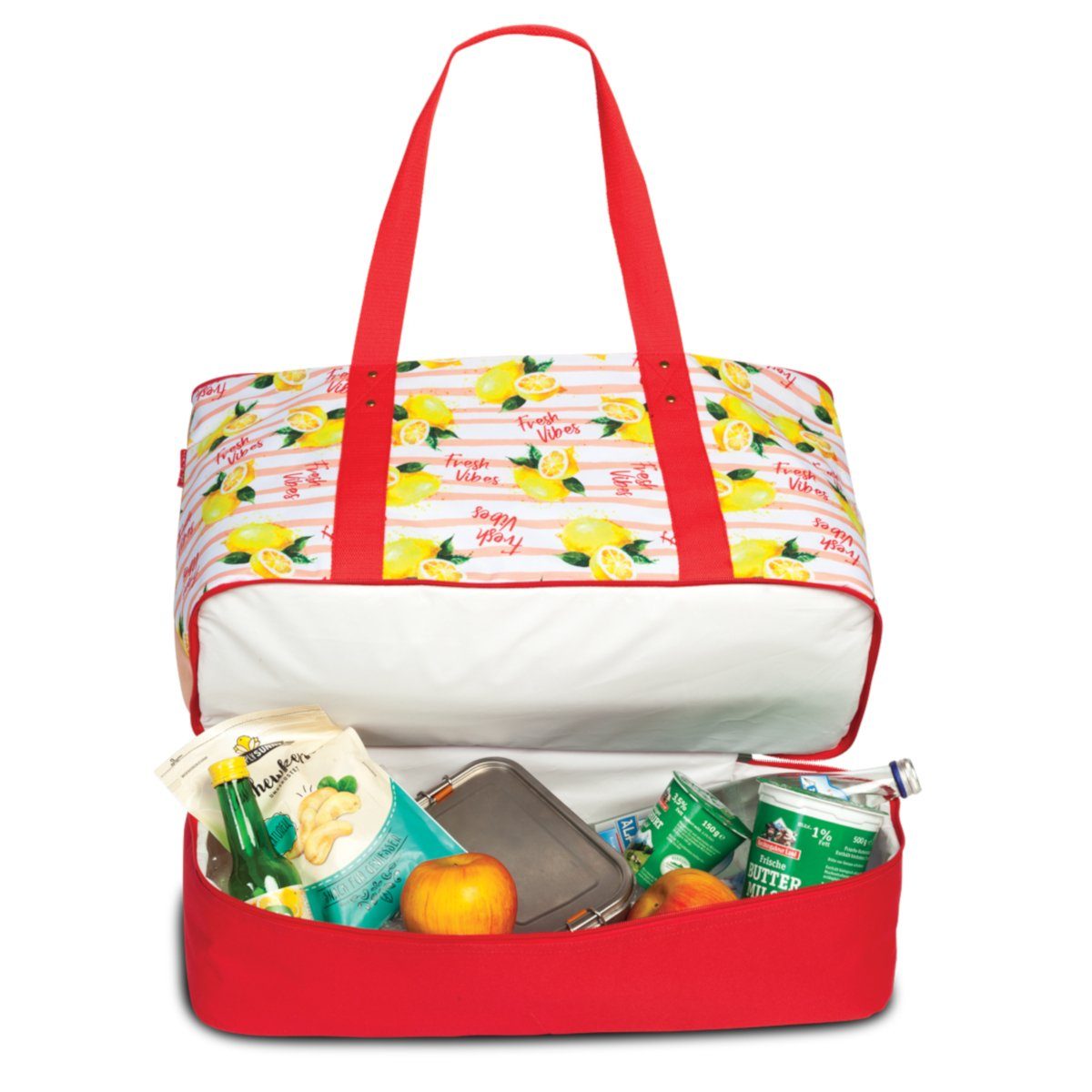 Fresh Vibes, Tragetasche fabrizio® Sommertasche ca. mit Höhe mit Kühlfach, cm Henkel 58