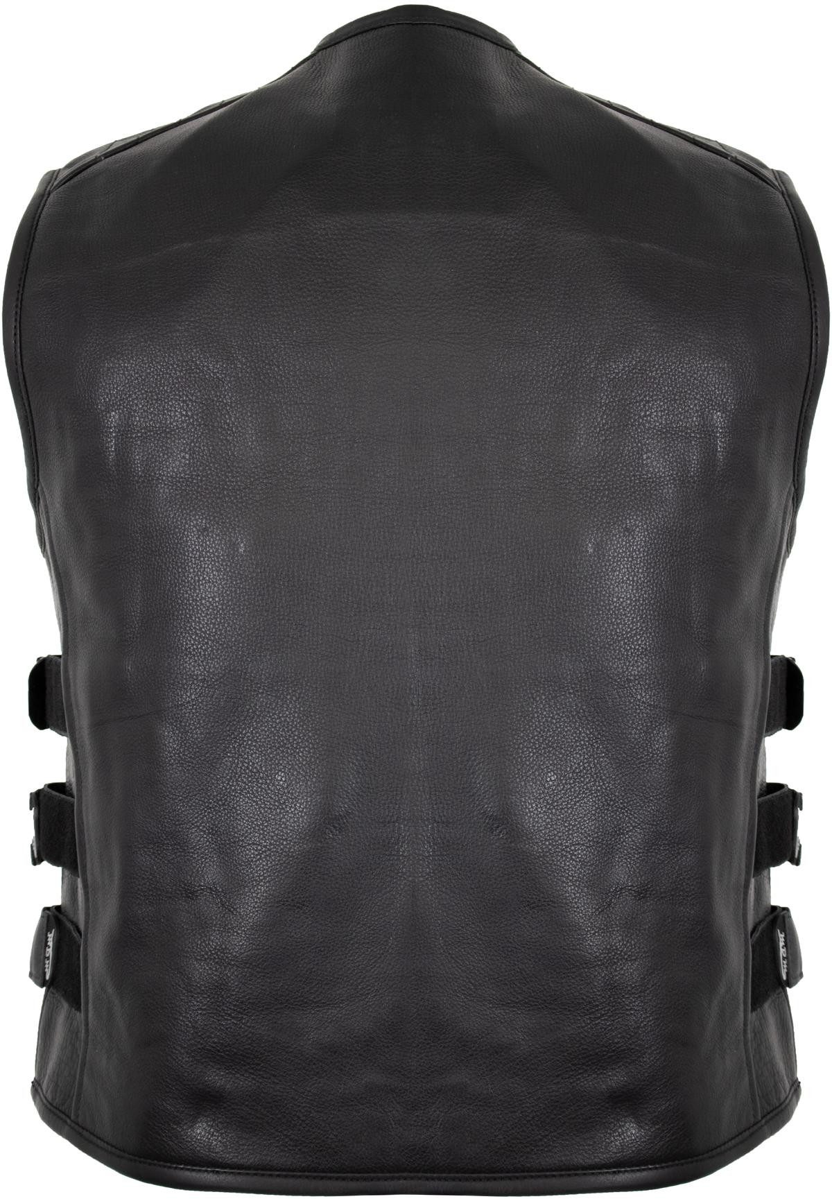 MDM Lederweste Herren Custom Biker Lederweste Motorrad Weste Schwarz günstig online kaufen