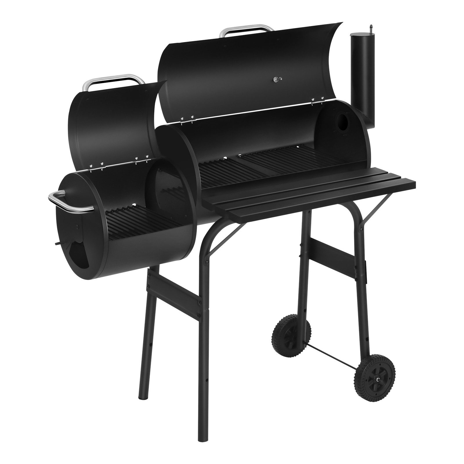 Woltu Holzkohlegrill, 2 Kammern Standgrill BBQ Grill für Camping Garten