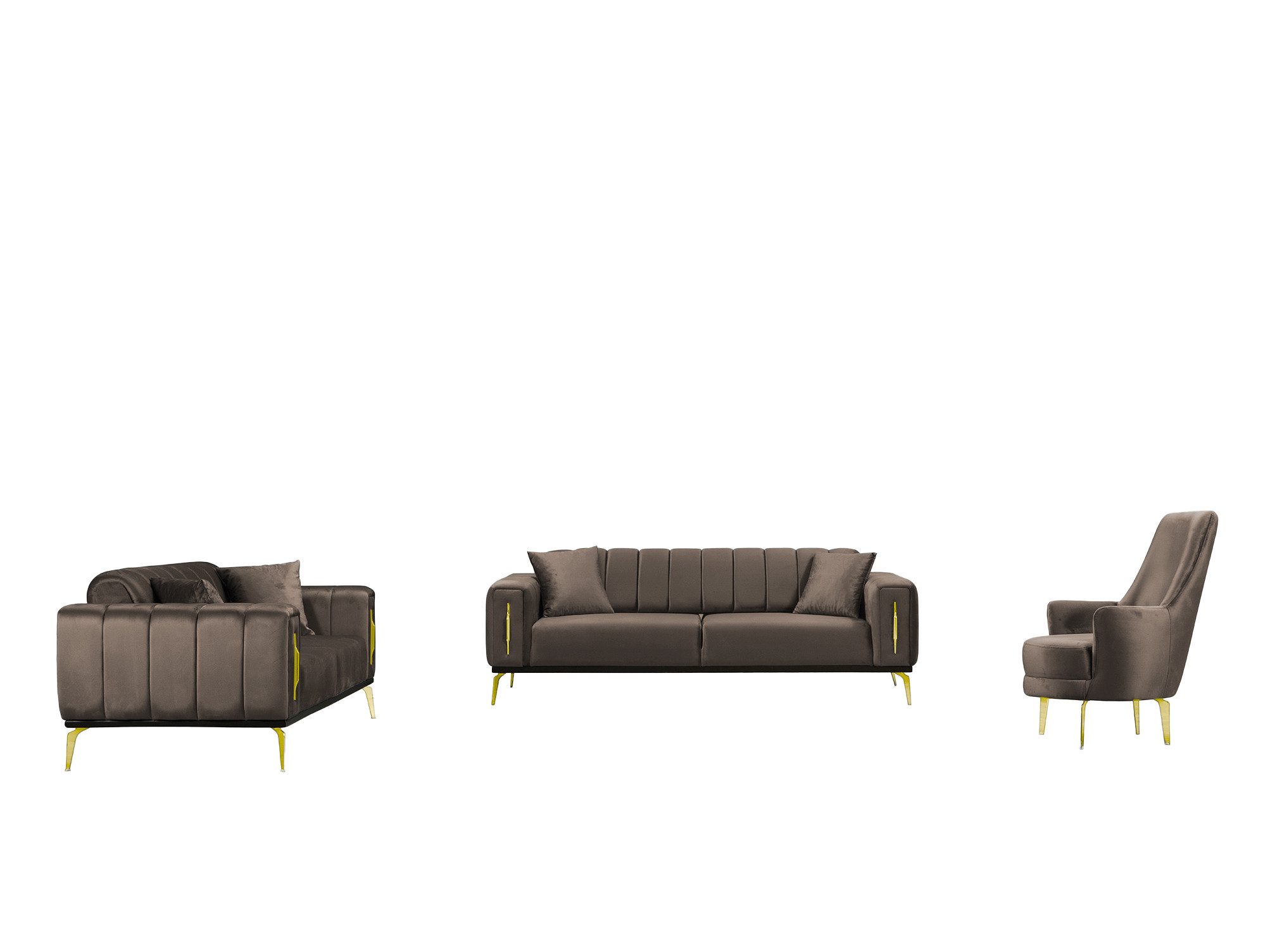 Palms-Store Sofa Valenzo wählbar in 6 Samtfarben und Sitzvarianten, Spar-Set, 3-Sitzer mit integrierter Schlaffunktion