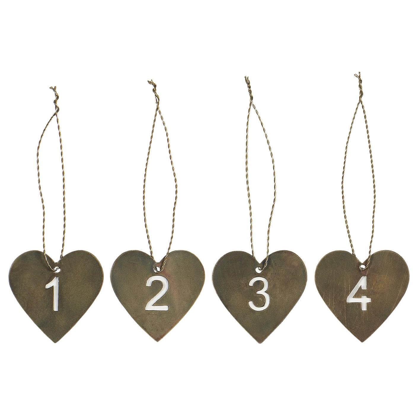 Ib Laursen Tischleuchte IB Laursen Advent Anhänger Set 1-4 Kerze Zahlen rot Tannen Metall Xmas