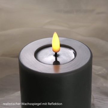 Deluxe Homeart LED-Kerze Mia Deluxe Echtwachs Wachsspiegel flackernd H: 15cm D: 7,5cm grau