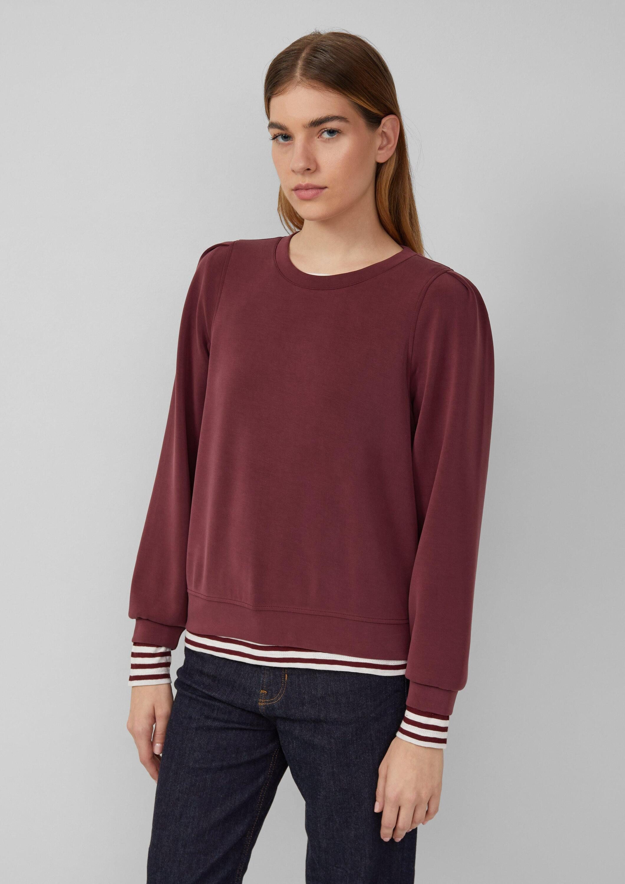 s.Oliver Sweatshirt Sweatshirt Scuba-Sweatshirt mit Puffärmeln